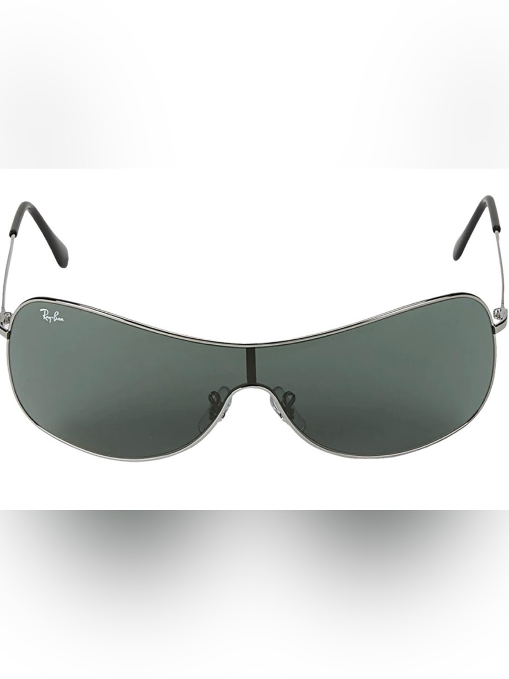 Ray-Ban Men’s Silver Shield Sunglasses with Green Lenses